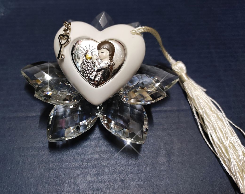 Bomboniera ninfea cristallo con cuore comunione